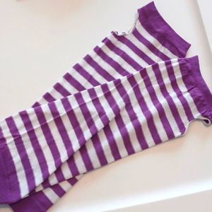 Purple Striped Fingerless Gloves